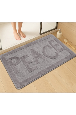 Doğal Kaymaz Taban Banyo Paspas Uzun Ömürlü Yumuşak Dokulu Su Emici Yıkanabilir Peace 60x100 Gri