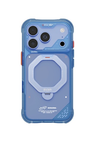Apple iPhone 18 Pro Max Uyumlu Kılıf M-safe Şarj Özellikli Standlı Skinarma Saturn Kapak Mavi