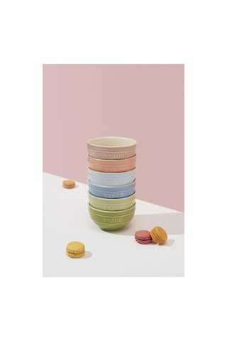 Ceramique Makaron Kase Seti, 400 Ml, Müsli Kaseleri, Servis Kaseleri, Tatlı Kaseleri, Karışık Renkler, Seramik, 12 Cm, 6 Parça Çok Renkli