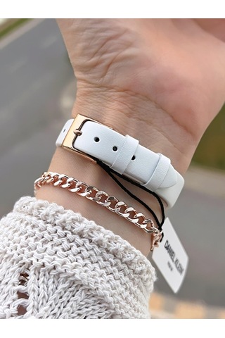 Daniel Klein Deri Kordonlu 2 Yıl Garantili 3 Atm Suya Dayanıklı Kadın Kol Saati+bileklik Bd.13939.5 Rose Gold