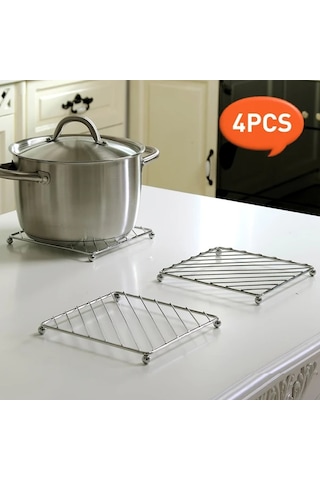Willowhaven Silvery 4 Adet Paslanmaz Çelik Isıya Dayanıklı Ve Kaymaz Fritöz Altlığı