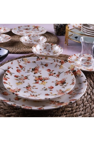 Tulu Db1185 Deniz Form 25 Parça Porselen Kahvaltı Seti Beyaz