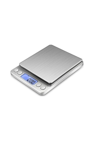 Büro Ev Ofis İçin 0,1gr Kademe 3kg Mutfak Tartı Tip Dijital Terazi Beyaz - Gri