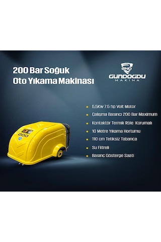 İtalyan Ar Pompa Basınçlı Soğuk Oto Yıkama Makinası 200 Bar