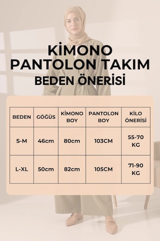 Kadın 100% Pamuk Modal Bordo Kimono Pantolon Tesettür Takım Çok Renkli