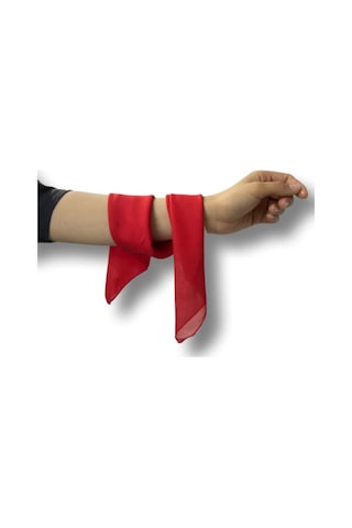 Kırmızı Şifon Fular 120cmx22cm Çok Renkli