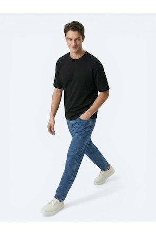Kip Siyah Düz %100 Pamuk T-shirt