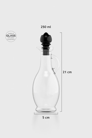 Renga Kibele 250 Ml Siyah Kapaklı Cam Yağlık 151024 Siyah