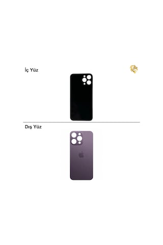 İphone Uyumlu14 Pro Max Mor Renk Arka Kapak Arka Cam Batarya Kapağı Lazer Kesim Kapak Pil Kapağı Standart