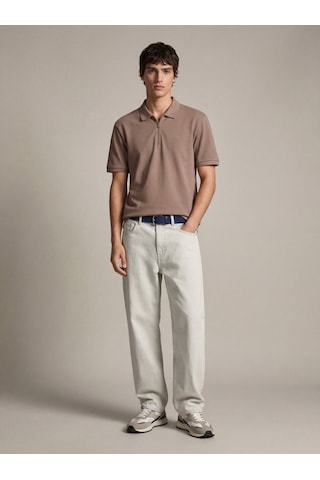 LTB Fermuarlı Pike Polo Yaka Kahverengi T-shırt
