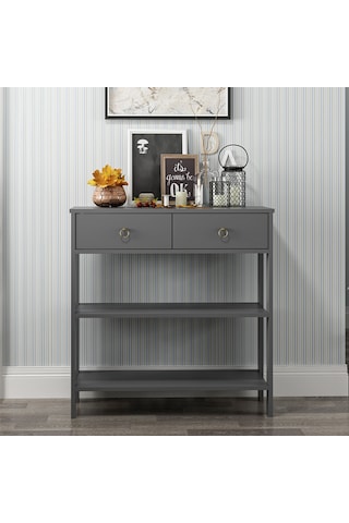 Dekorosso Luke Modern Dekoratif 2 Çekmeceli 2 Raflı Dresuar Antrasit