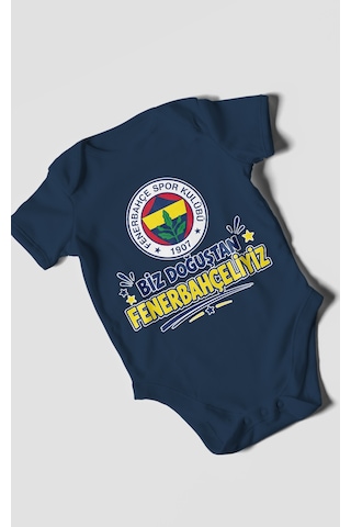 Morivokids Biz Doğuştan Fenerbahçeliyiz Kısa Kollu Bebek Body %100 Pamuk Lacivert