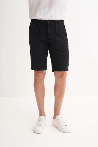 Cazador Slim Fit Dar Paça Keten Bermuda Şort 6108 Siyah