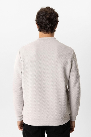 Backandbond Açık Gri Regular Fit Pamuklu Desenli Bisiklet Yaka Sweatshirt