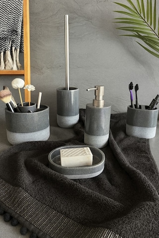 Primanova Reve Banyo Seti 5 Parça - Gri Gri
