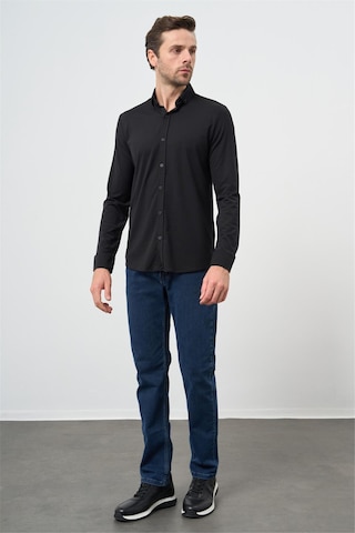 İmza Siyah Uzun Kol Düz Örme Smart Düğmeli Yaka Classic Slim Fit Gömlek 1004245160 Siyah