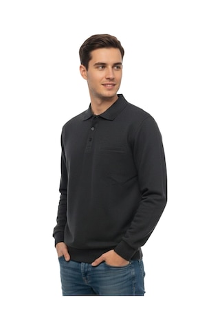 Baglan Erkek Büyük Beden Polo Yaka Cepli Selanik Sweatshirt Bgl-st04978 Antrasit