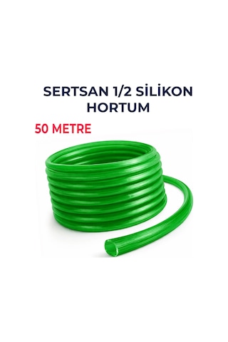 Silikonlu Bahçe Hortumu 1/2 İnç 50 Metre Yeşil Dayanıklı Sulama Hortumu