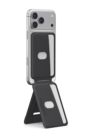 Skinarma Axis Serisi Foldable Stand Özellikli Deri Tasarımlı Kartlık Gri Gri
