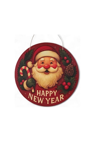 Noel Baba Kapı Ve Duvar Süsü Happy New Year 30x30