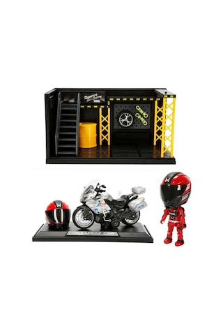 1:12 Sesli Ve Işıklı Benelli Polis Die Cast Çek Bırak Motosiklet Ve Tamir Atölyesi Seti