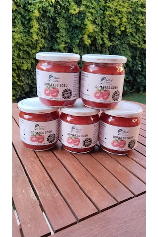 Nav 5'li Domates Sosu Ev Yapımı Katkısız Cam Kavanoz 5 x 370 G