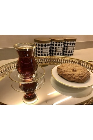Paşabahçe Resqa Gold Çay Seti Alya. Çok Renkli