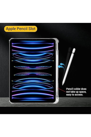 Apple Uyumlu iPad, Pro 11 2024 M4 Çip 360 Dönebilen Standlı Tablet Kılıfı Ekran Koruyucu Ve Kalem Seti Kılıf