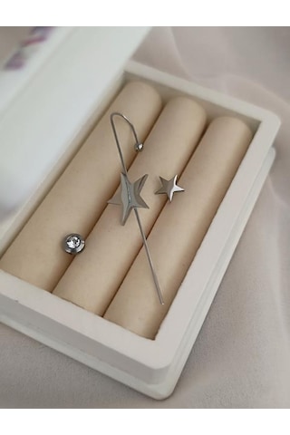 Kıkırdak Küpe Set Kararmaz Çelik 316l Lüks Kadın Küpe 16990 Diğer