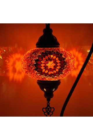 Dekoratif Yeni Ev Hediyesi Mozaik Lamba Abajur Otantik Gece Lambası Kırmızı