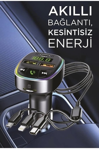 G15 Fm Transmitter Araç Şarj Cihazı 18w Hızlı Şarj - Usb/type-c/tf Kart Destekli