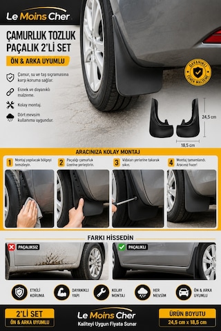 Alfa Romeo 147 Collezione Çamurluk Tozluk Paçalık 2'li Set Ön Arka Uyumlu