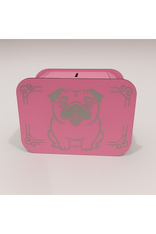 Köpek Kumbara - Ağaç İşleme -ceviz Ağacı-pembe