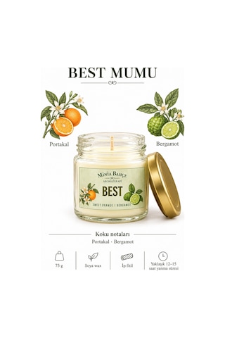 Minia Bahçe Portakal & Bergamot Soya Wax Mumu 75 Gr Beyaz