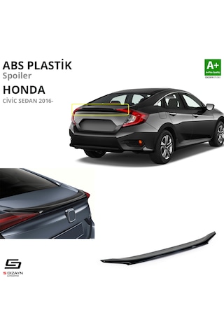 S-dizayn Honda Civic Fc5 Abs Plastik Spoiler Parlak Siyah 2016-2021 A+kalite