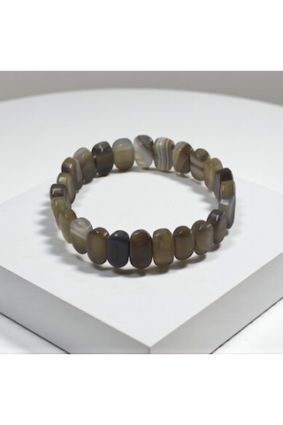 Takı Deryası Doğal Akik Taşı Kadın Bileklik Kahverengi El Yapımı Nazar Dostu Kahverengi