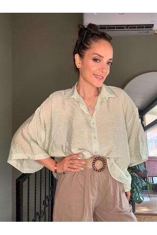Ali Butik Çağla Kısa Kollu Rahat Kalıp Dökümlü Gömlek