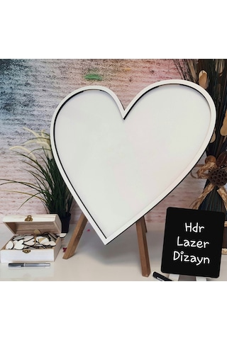 Hdrlazerdizayn Kalp Şeklinde Düğün Hatıra Defteri Pano