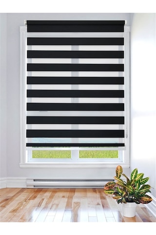 Zebra Stor Perde Siyah Etek Dilimli STB-400-V15