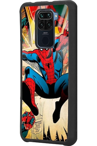 Xiaomi Redmi Note 9 Spider-man Örümcek Adam Tasarımlı Glossy Telefon Kılıfı Siyah