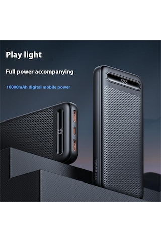 Tongxida Mcdodo Mc-4420 10.000mah Küçük Güç Bankası Dijital Ekranlı Harici Şarj Cihazı Siyah Siyah