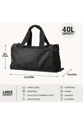 Sandwich Motion003 Siyah Katlanır Fitness Çantası - Ayakkabı Bölmeli Seyahat Sırt Çantası Siyah