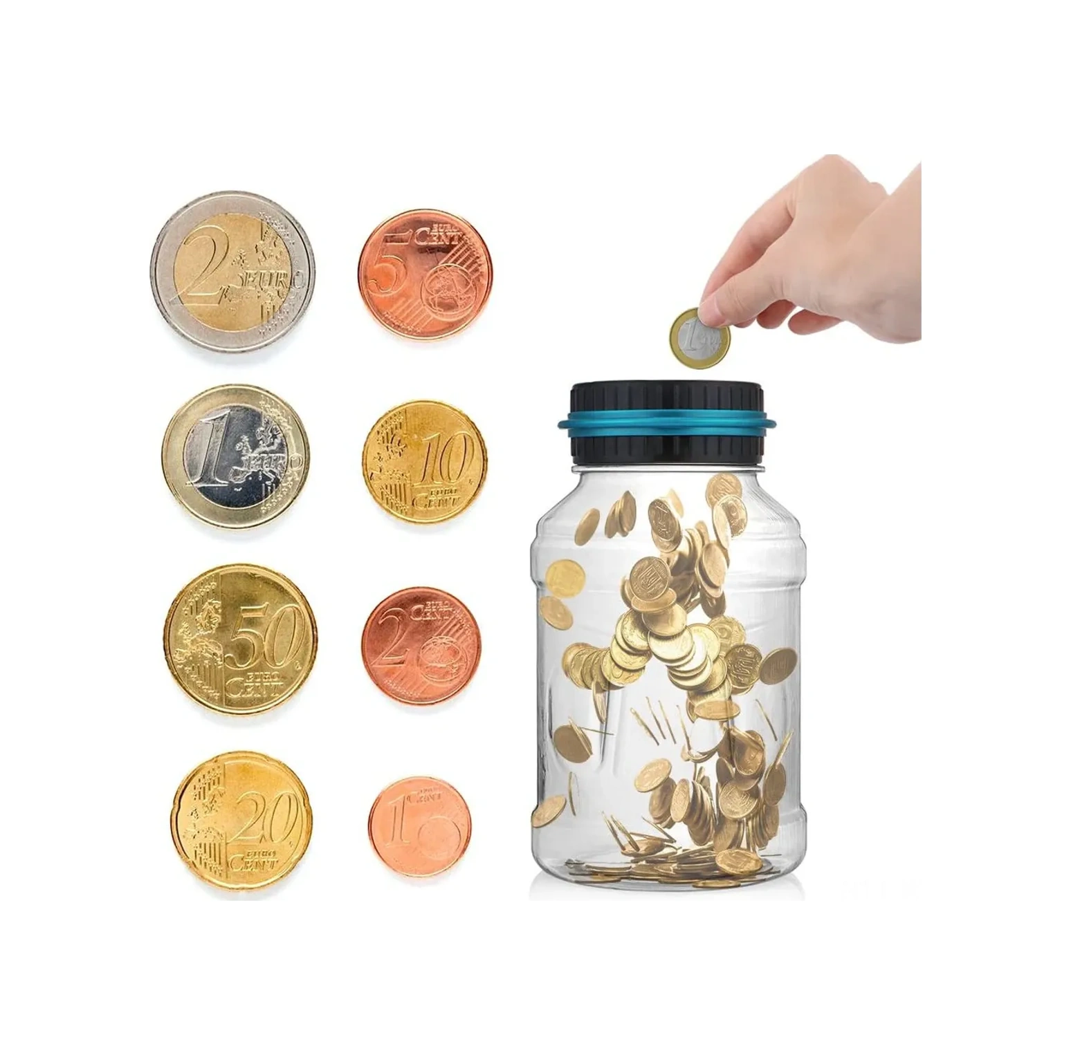 Kosona Abs Dijital Euro Para Sayıcı Kumbara, 1.8l Kapasite, Lcd Ekranlı, Çocuklar İçin Tasarlandı, Dayanıklı Materyal