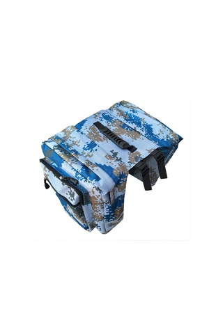 Padalink Bisiklet Arka Çantalı Geniş Çift Bölmeli Dağ Bisikleti Çantası - Mavi Kamuflaj Mavi
