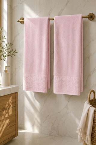 2'li Büyük Boy Banyo Havlusu 90x150 Cm %100 Pamuk Siena Collection 650 Gr Pembe