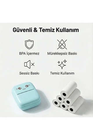 Kendinden Yapışkanlı Çocuk Kamera Baskı Kağıdı, 5'li Rulo 57x25mm Baskı Termal Kağıt Rulo