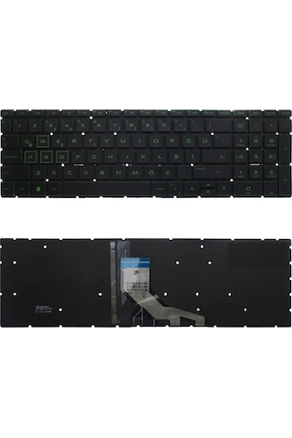 Yeşil-ışıklı-siyah, Notebook Klavye - Hp Pavilion Gaming 15-dk0006nt 6zh62ea Muadili İle Uyumlu