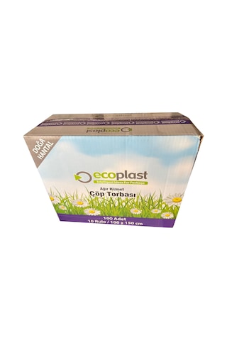 Ecoplast 240 L Siyah Hantal Konteyner Çöp Torbası - 100 x 150 CM - 600 G - 10 Adetlik 10 Rulo