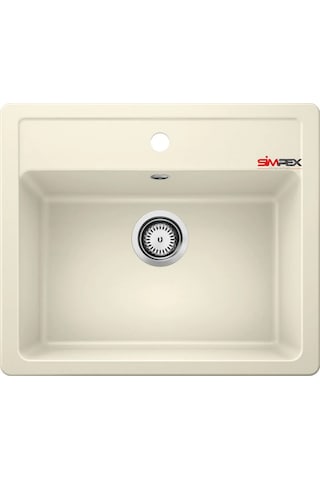 Simpex Tek Göz Tezgah Üstü&tezgaha Sıfır Uyumlu Krem 58x50cm