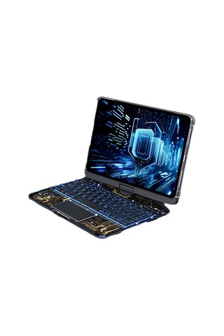 Ds-derın Jp12.9 İpad Pro 12.9 2022 Kılıf Vales Dönen Ledli Klavyeli Tablet Kılıfı - Siya-118907 Siyah